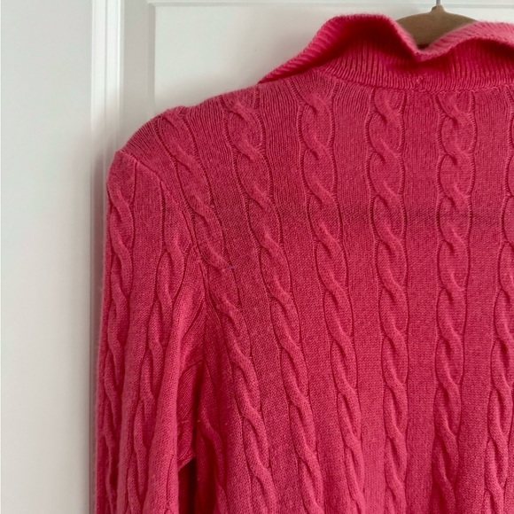 Lilly Pulitzer Cashmere Ruffle Cable Knit Open Front Cardigan Sweater Pink XS - Picture 7 of 8